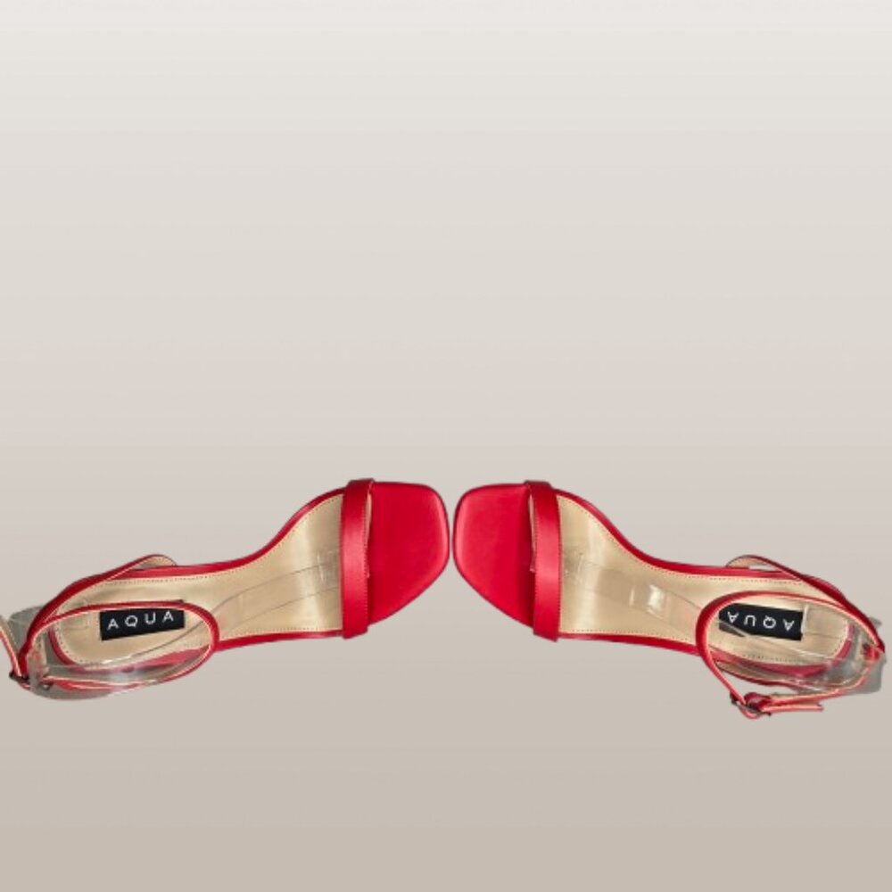 Aqua Women's Dori Red Crystal High Heeled Sandal Heels Size 7.5 - Picture 4 of 6